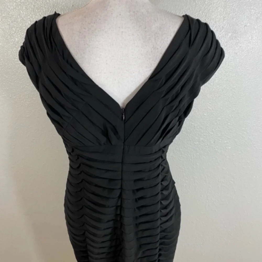 Adrianna Papell black bandage look tiered jersey stretch midi dress 10 V10